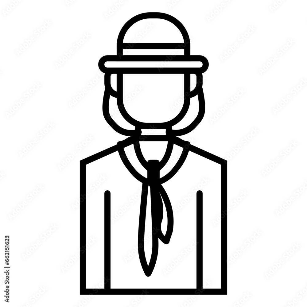 Pramuka Girl Icon and Illustration in Line Style Pramuka Girl Icon and Illustration in Line Style