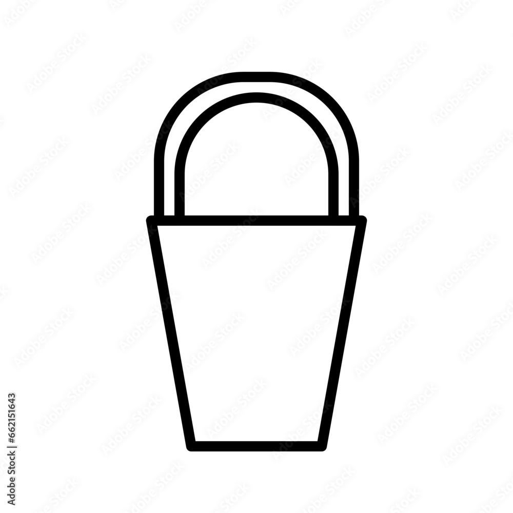 Bucket Icon and Illustration in Line Style Bucket Icon and Illustration in Line Style