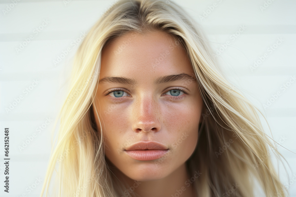 portrait of a light blond woman portrait of a light blond woman