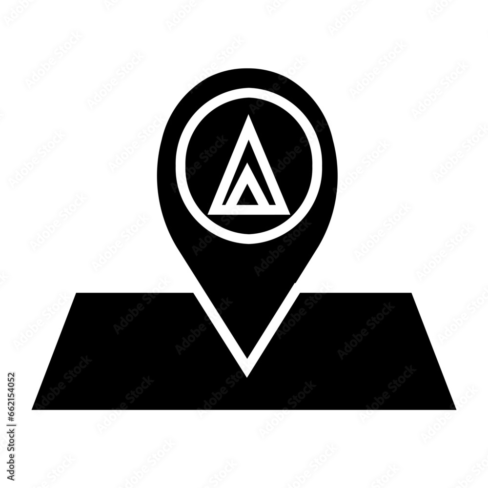 Camping Location icon illustration in solid style Camping Location icon illustration in solid style