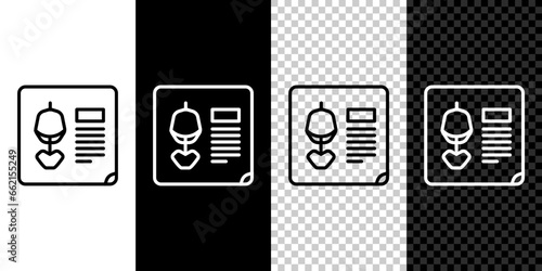 Set line X-ray shots icon isolated on black and white background. Vector Illustration