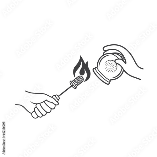 illustration of fire cupping therapy, vector art.