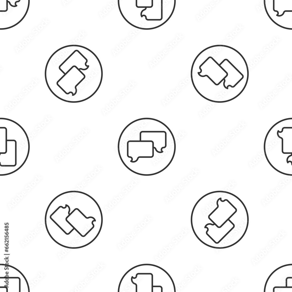 Grey line Speech bubble chat icon isolated seamless pattern on white background. Message icon. Communication or comment chat symbol. Vector