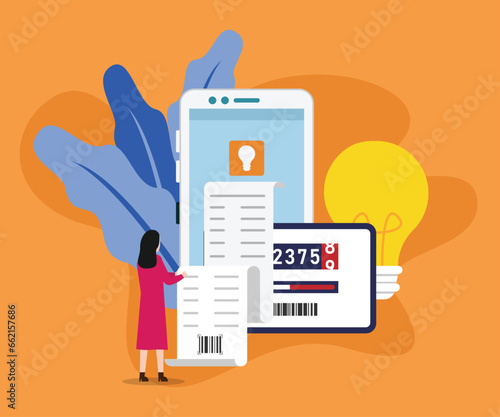 Utility bills online payment 2d vector illustration concept for banner, website, landing page, flyer, etc