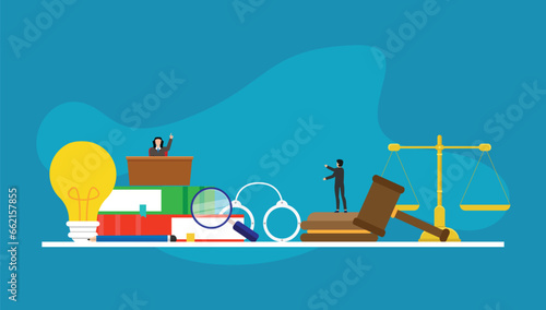 Legal Advisor Firm, Corporate Lawyer Company Poster. Law School 2d vector illustration concept for banner, website, landing page, flyer, etc