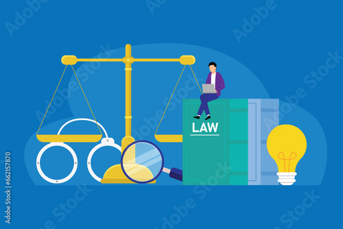 Law Justice Composition 2d vector illustration concept for banner, website, landing page, flyer, etc