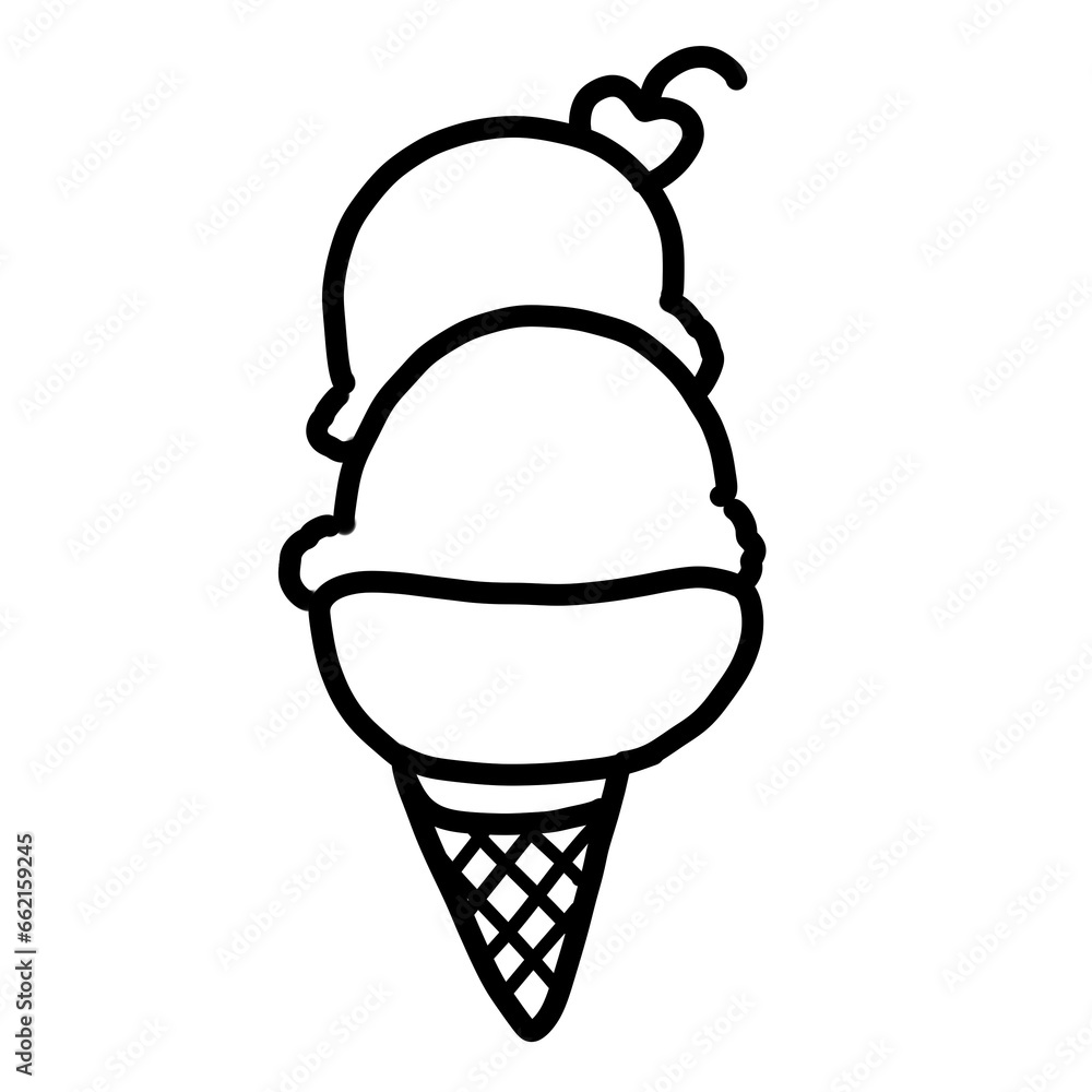 Ice Cream Ball Waffle Cone doodle Ice Cream Ball Waffle Cone doodle