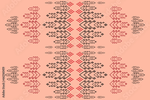 Traditional ethnic fabric pattern, seamless pattern design for textiles, rugs, wallpaper, clothing, sarong, scarf, batik, wrap, embroidery, print, background, vector illustration. thai fabric