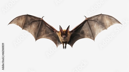 A bat in flight with its wings spread wide
