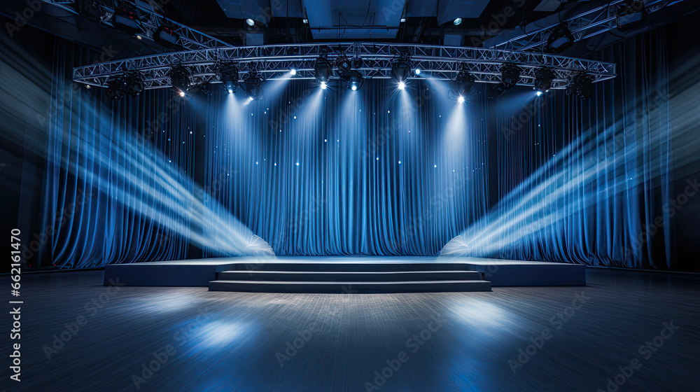 Tech stage with spotlights for showcase - obrazy, fototapety, plakaty 
