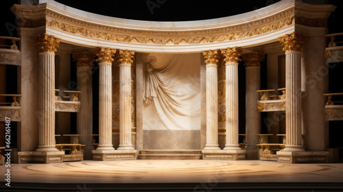 Marble columns stage for showcase photo