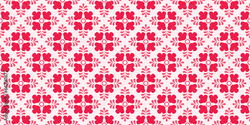 Mexican talavera tile pattern ornament vector. Red flowers are suitable for decoration, wallpaper, wrapping paper, backgrounds and fabrics