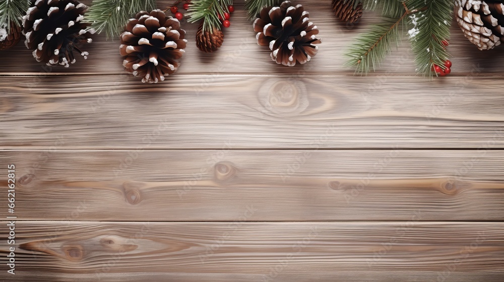 Pine cones and fir cones on a wooden table Pine cones and fir cones on a wooden table
