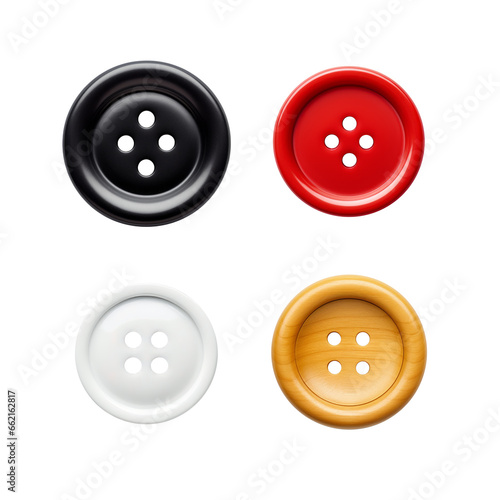 Pack de botones de vestir de colores en fondo transparente. photo