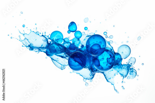 Burbujas de agua, movimiento de fluido líquido azul.