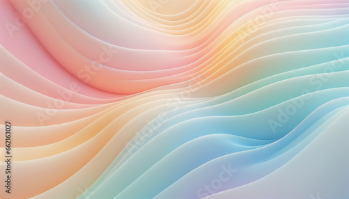淡いパステルの虹色グラデーションカラーで波打つ模様の壁紙背景