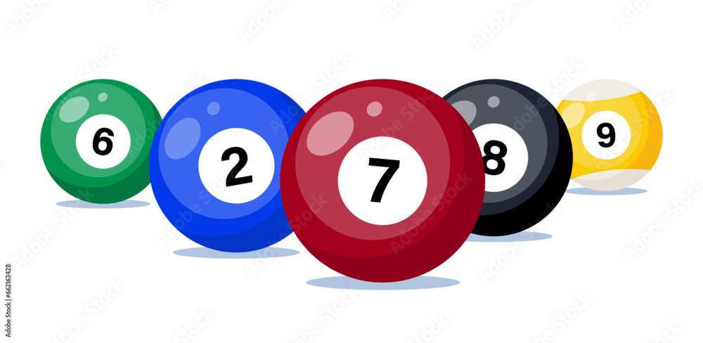 Billiard balls close up, isolated on white background. Snooker or pool sport play. Vector illustration. Billiard balls close up, isolated on white background. Snooker or pool sport play. Vector illustration.