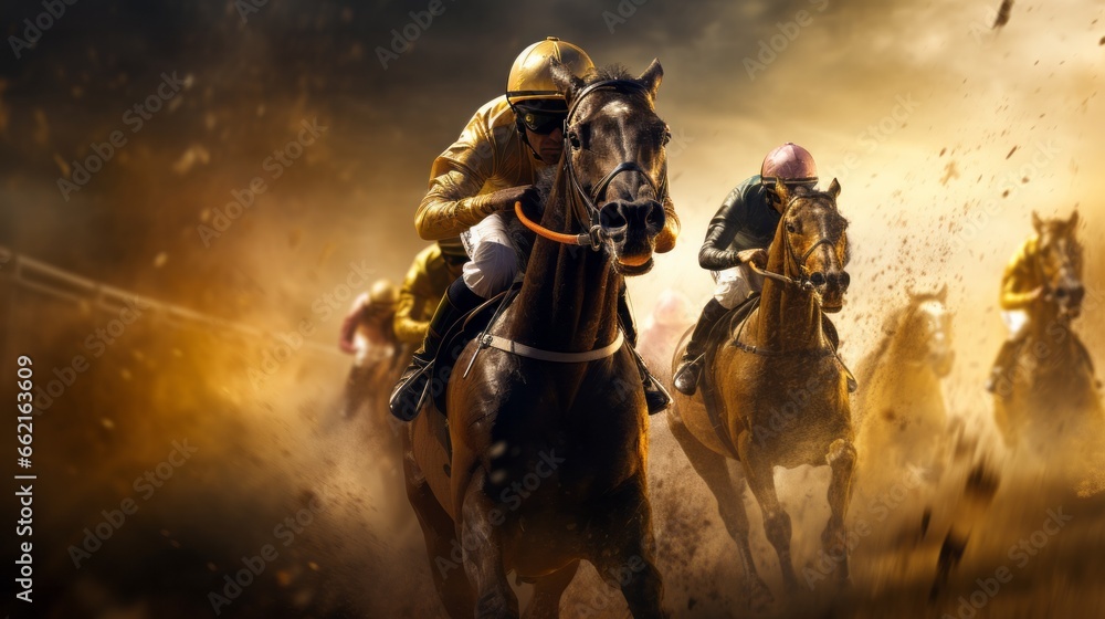A group of men riding on horseback A group of men riding on horseback