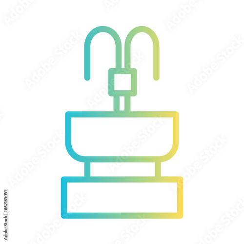 Water Fountain Park Gradient Line Icon