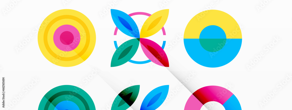 Obraz premium Vibrant and eye-catching vector background featuring a grid of colorful circles arranged in a patterned composition, perfect for modern and trendy designs