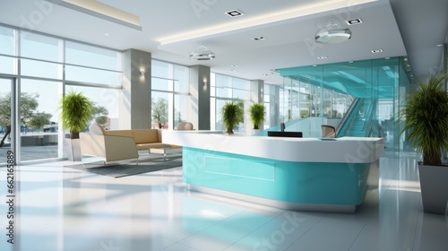 An office reception area with a modern and inviting atmosphere © Cloudyew