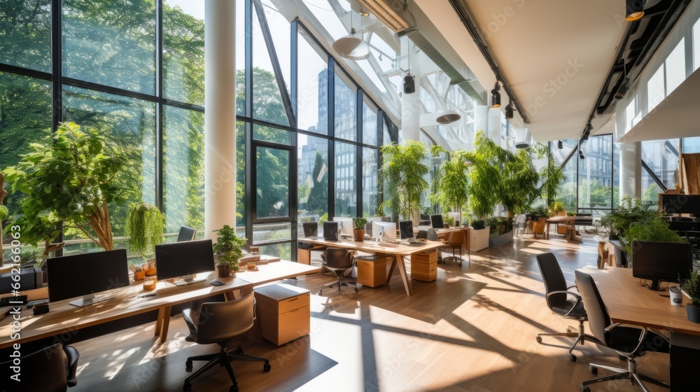 Modern office workspace with natural light