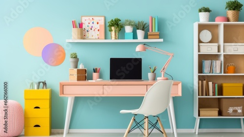 Wallpaper Mural Creative workspace with colorful decor Torontodigital.ca