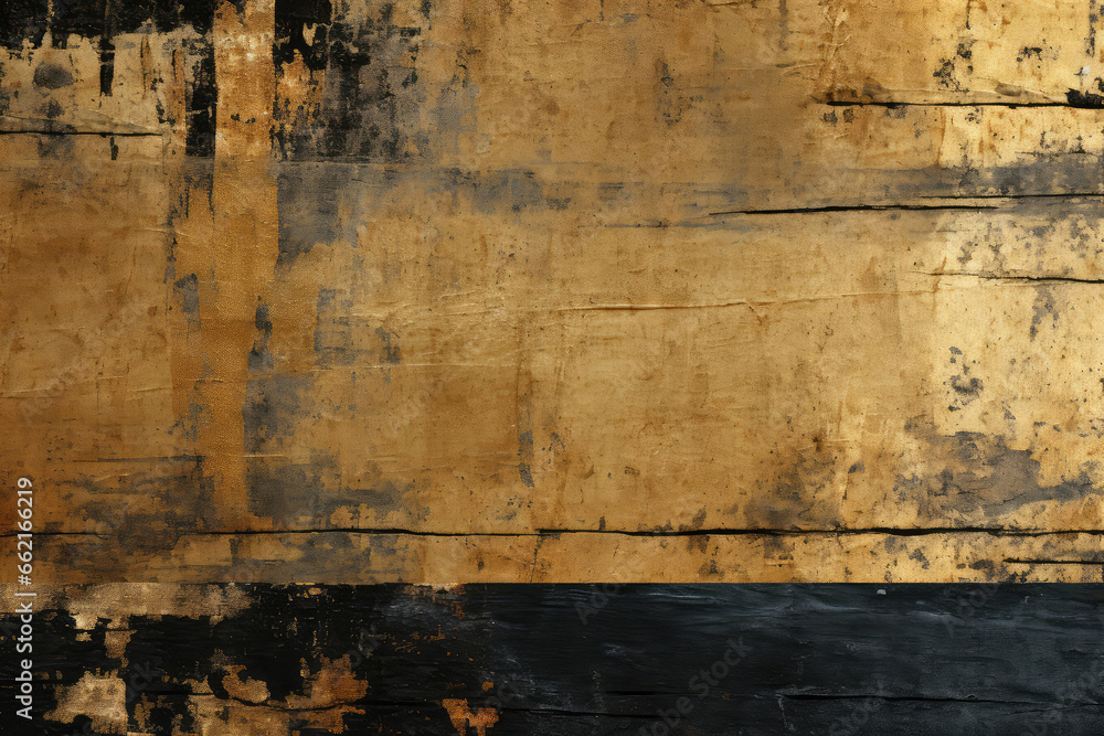 Fototapeta premium Grunge gold paint background with space for text or image.