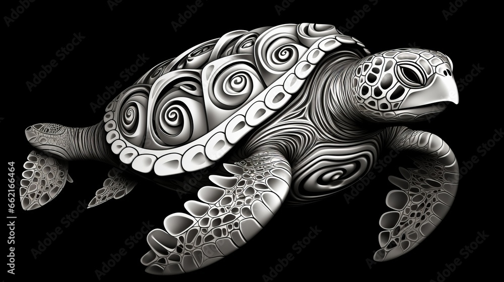 Fototapeta premium A black and white turtle