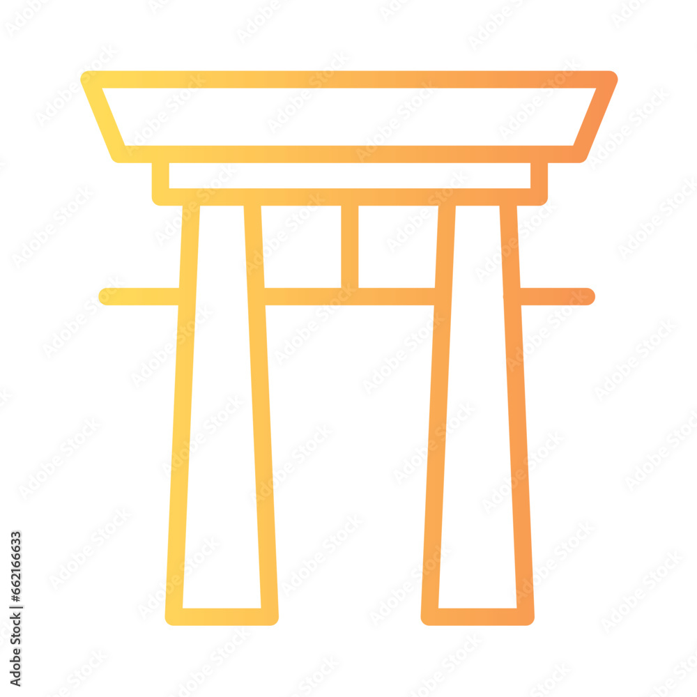 Japan Landmark Shrine Gradient Line Icon Japan Landmark Shrine Gradient Line Icon