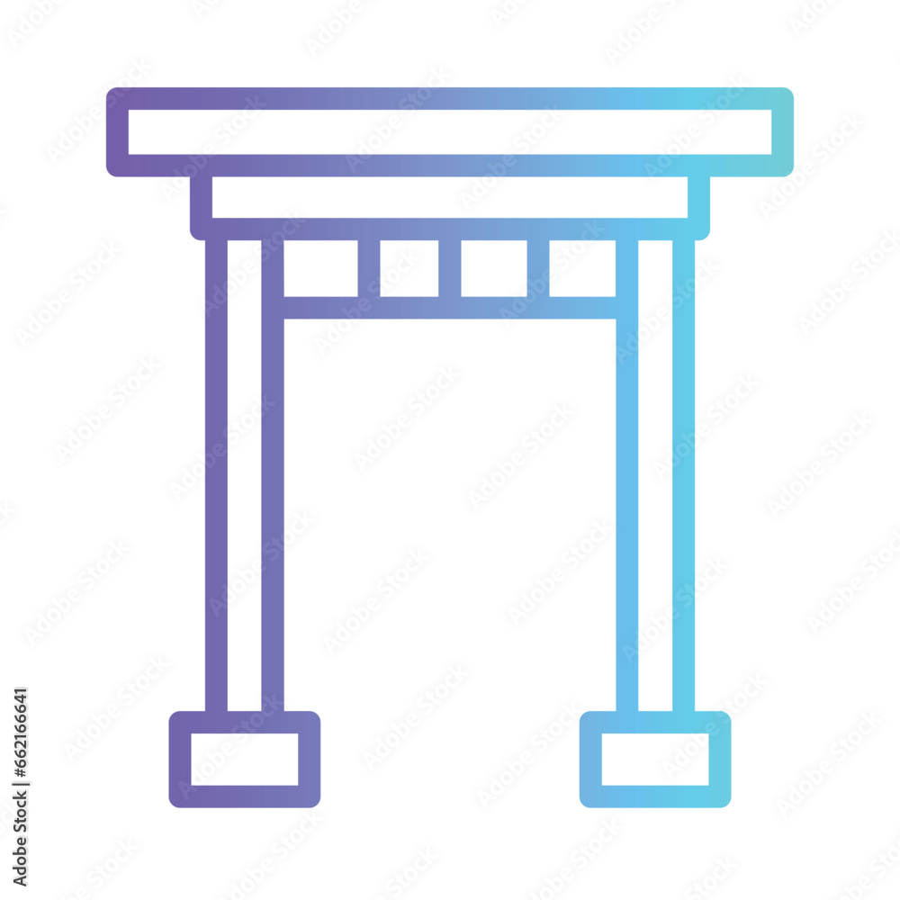 Japan Landmark Shrine Gradient Line Icon Japan Landmark Shrine Gradient Line Icon