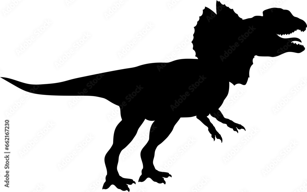Fototapeta premium Dilophosaurus Dinosaur Silhouette vector Types of dinosaurs breeds