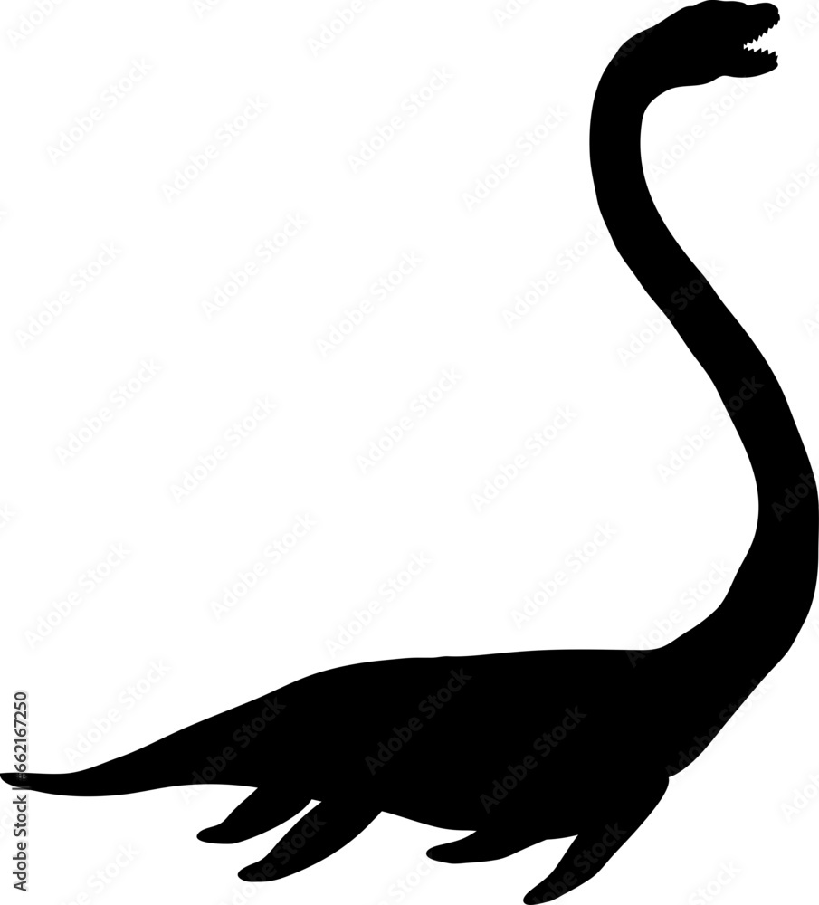 Obraz premium Elasmosaurus Dinosaur Silhouette vector Types of dinosaurs breeds