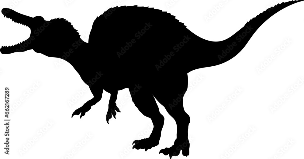 Spinosaurus Dinosaur Silhouette vector Types of dinosaurs breeds Stock ...