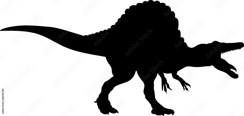 Spinosaurus Dinosaur Silhouette vector Types of dinosaurs breeds Stock ...