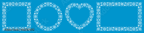 Set of frames made of snowflakes