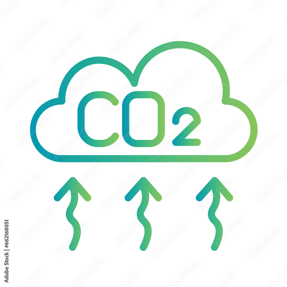Pollution Emission Carbon Gradient Line Icon Pollution Emission Carbon Gradient Line Icon