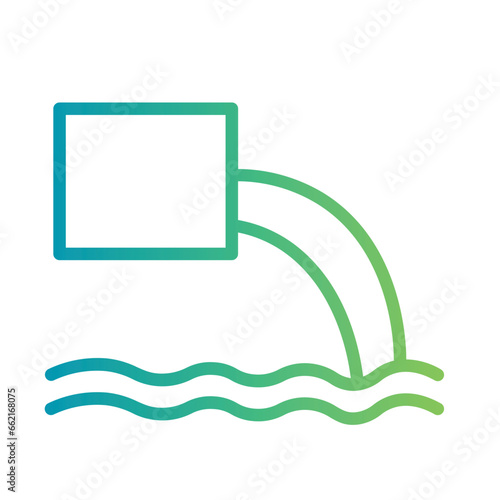River Sewage Outfall Gradient Line Icon