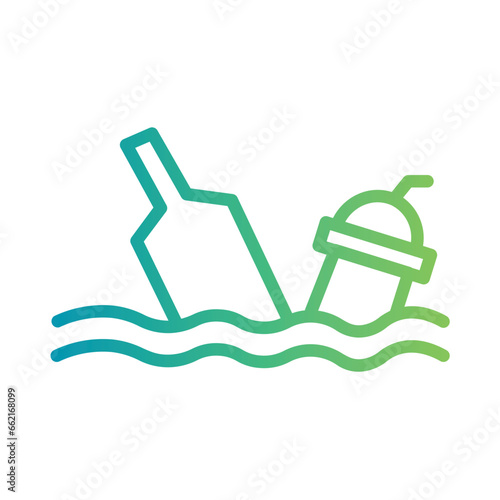Water Pollution Dump Gradient Line Icon