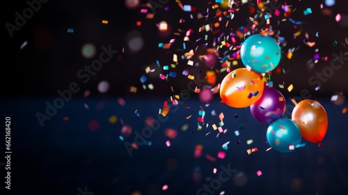 A colorful confetti-filled balloon about to burst