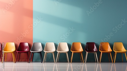 colorful chairs representing diversity concept with empty background photo
