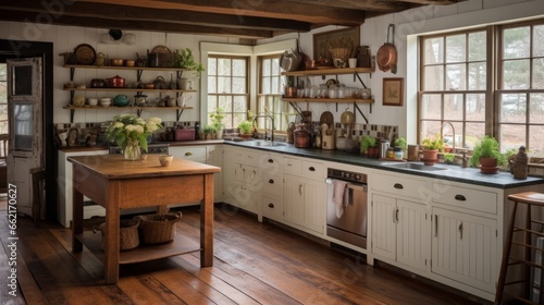 A charming farmhouse kitchen with rustic decor for a cozy call