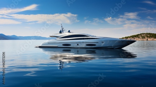 A sleek, luxury yacht sailing on a calm sea © Cloudyew