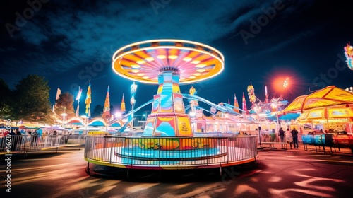 A vibrant Oktoberfest carnival with thrilling rides and games