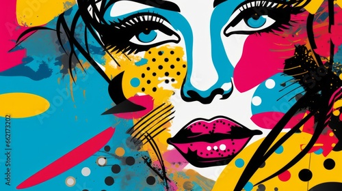 Abstract pop art composition with cultural elements