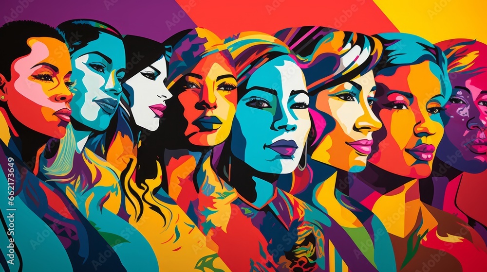 Colorful pop art mural celebrating diversity