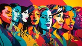 Colorful pop art mural celebrating diversity