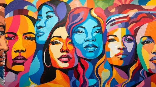 Colorful pop art mural celebrating diversity and unity