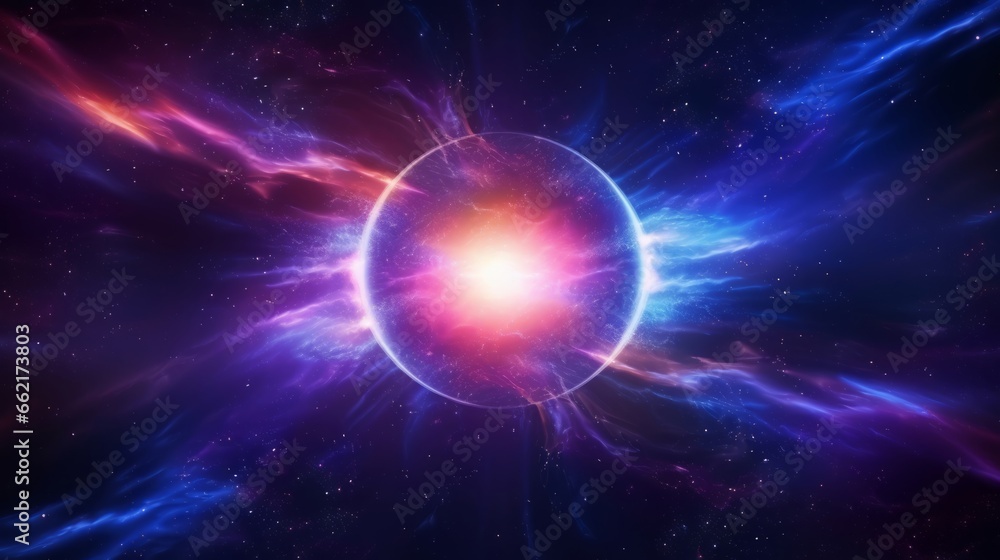 Fototapeta premium Cosmic hyper space warp with vibrant celestial bodies