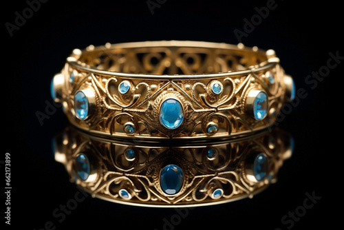 gold ring with blue gems